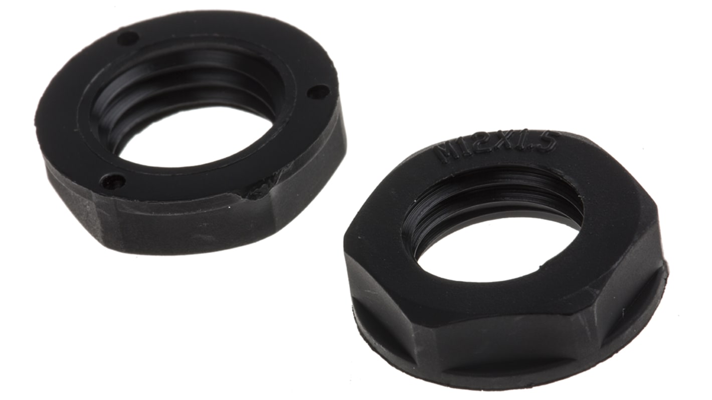 Contratuerca para prensaestopas, RS PRO, Negro, Nylon 66, M12, IP68