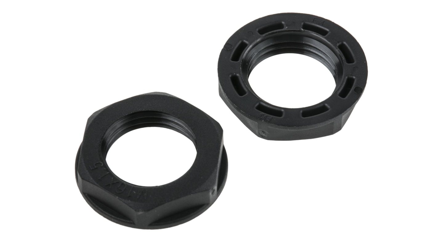 RS PRO Black Nylon 66 Cable Gland Locknut, M16 Thread, IP68