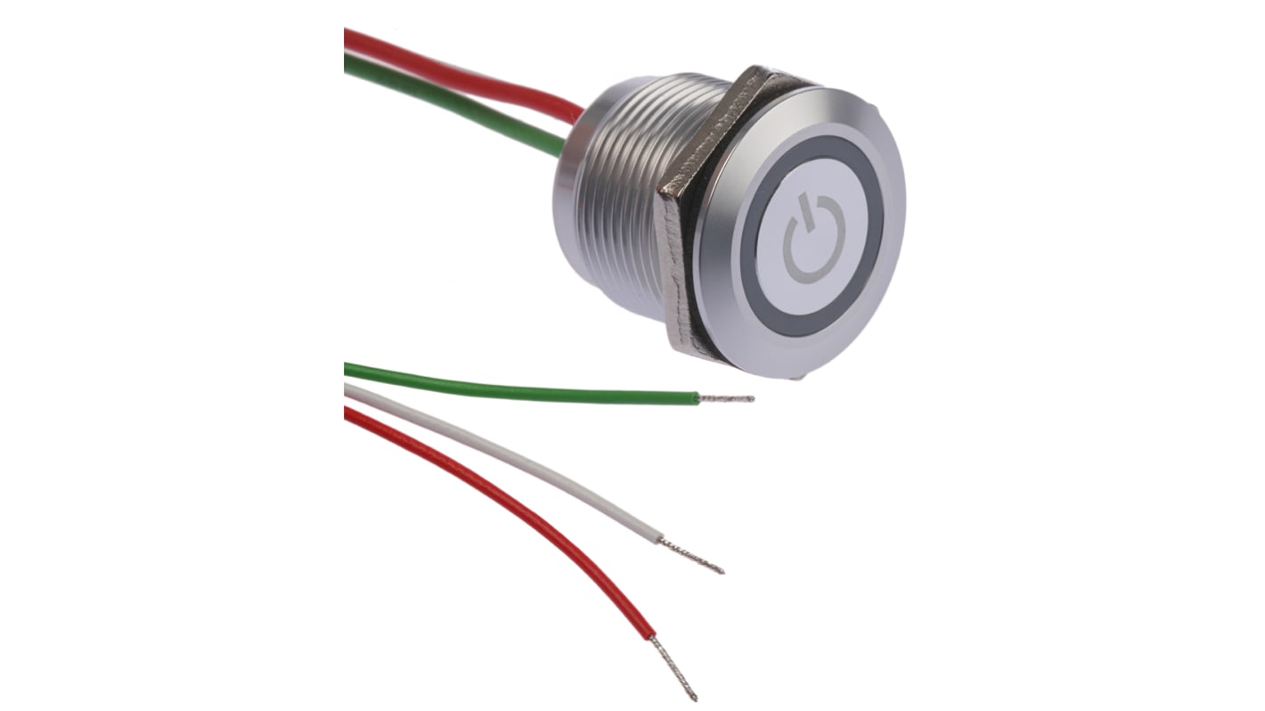 RS PRO 电容式触摸开关, 绿色/红色LED发光, 30V 直流, 1.5A, 常开, 闭锁, IP68