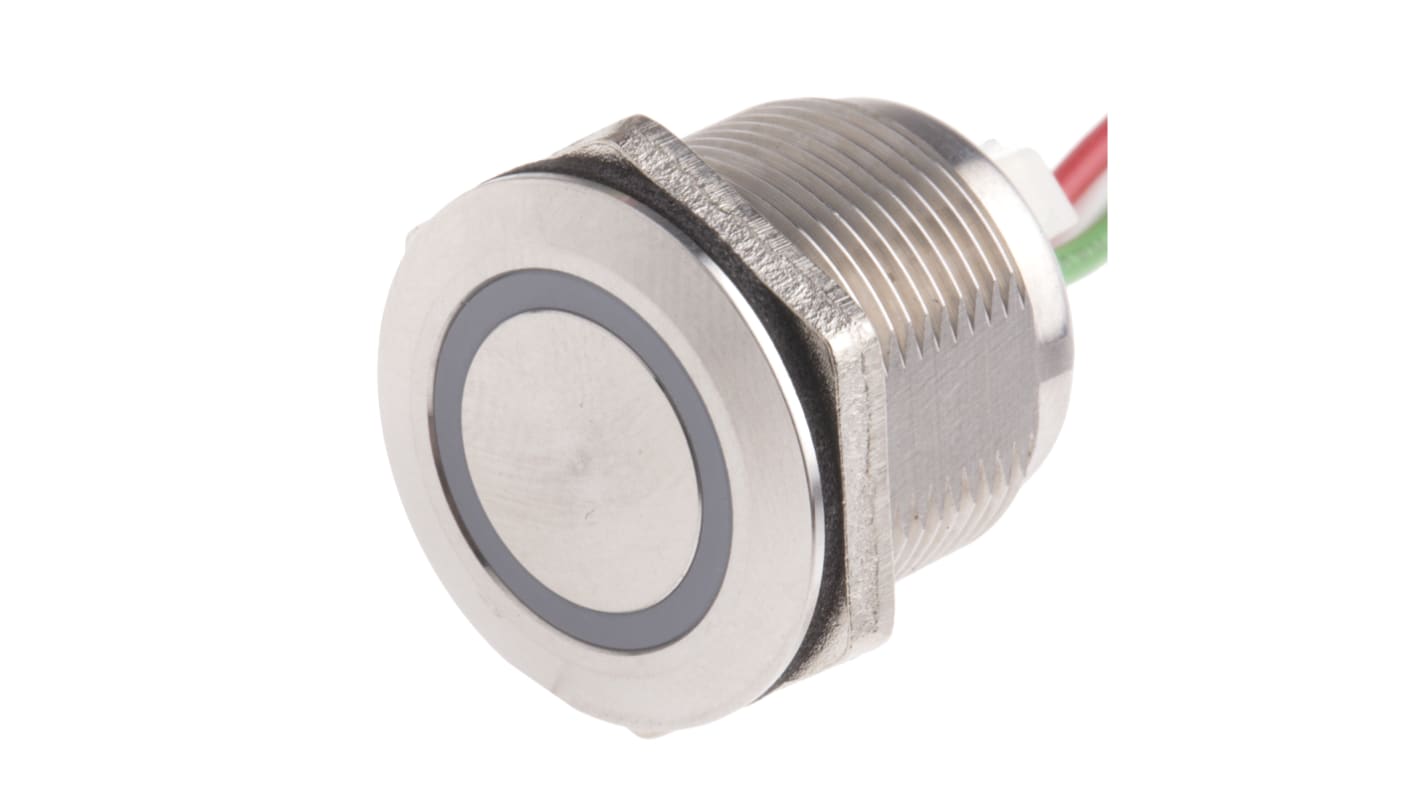 RS PRO Capacitive Switch Momentary NO,Illuminated, Blue, IP68 Brass