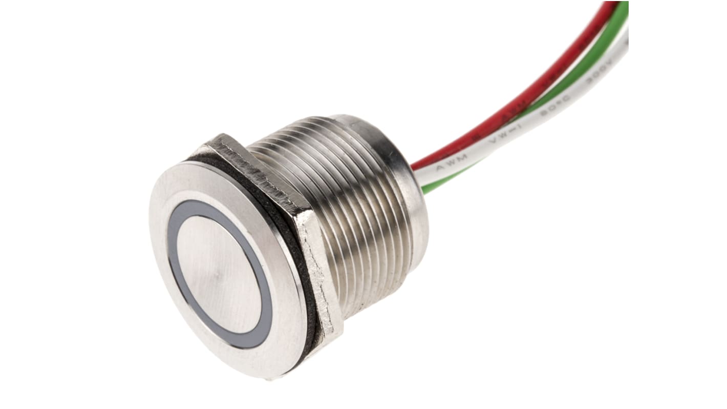 Interruttore capacitivo A ritenuta NC, 1.5A, 30V cc LED Blu, attuatore: Metallo, IP68