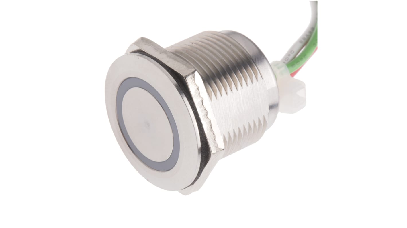 Interruttore capacitivo A ritenuta NA, 1.5A, 30V cc LED Blu, attuatore: Metallo, IP68