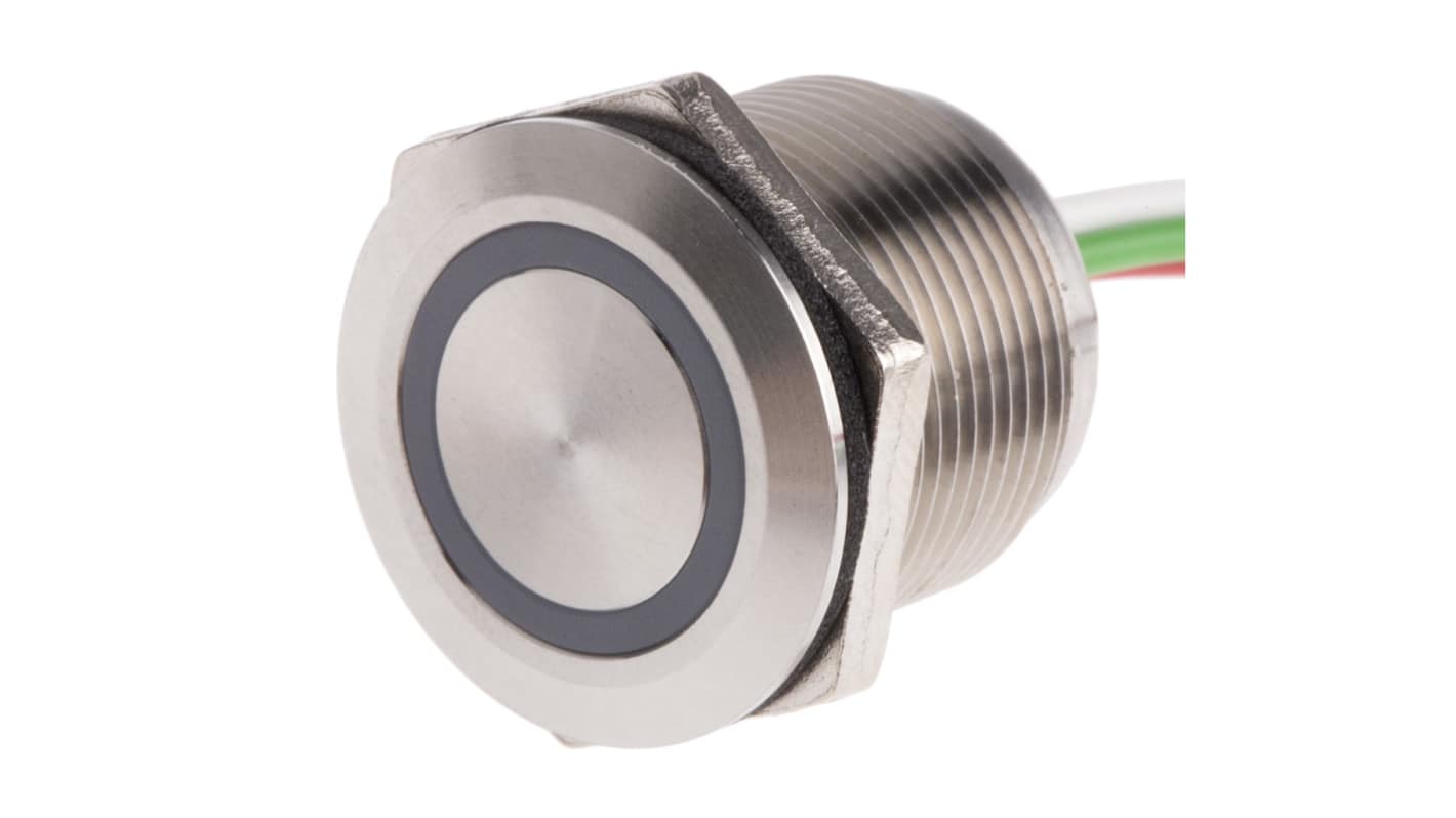 RS PRO Capacitive Switch Latching NO,Illuminated, Red, IP68 Brass