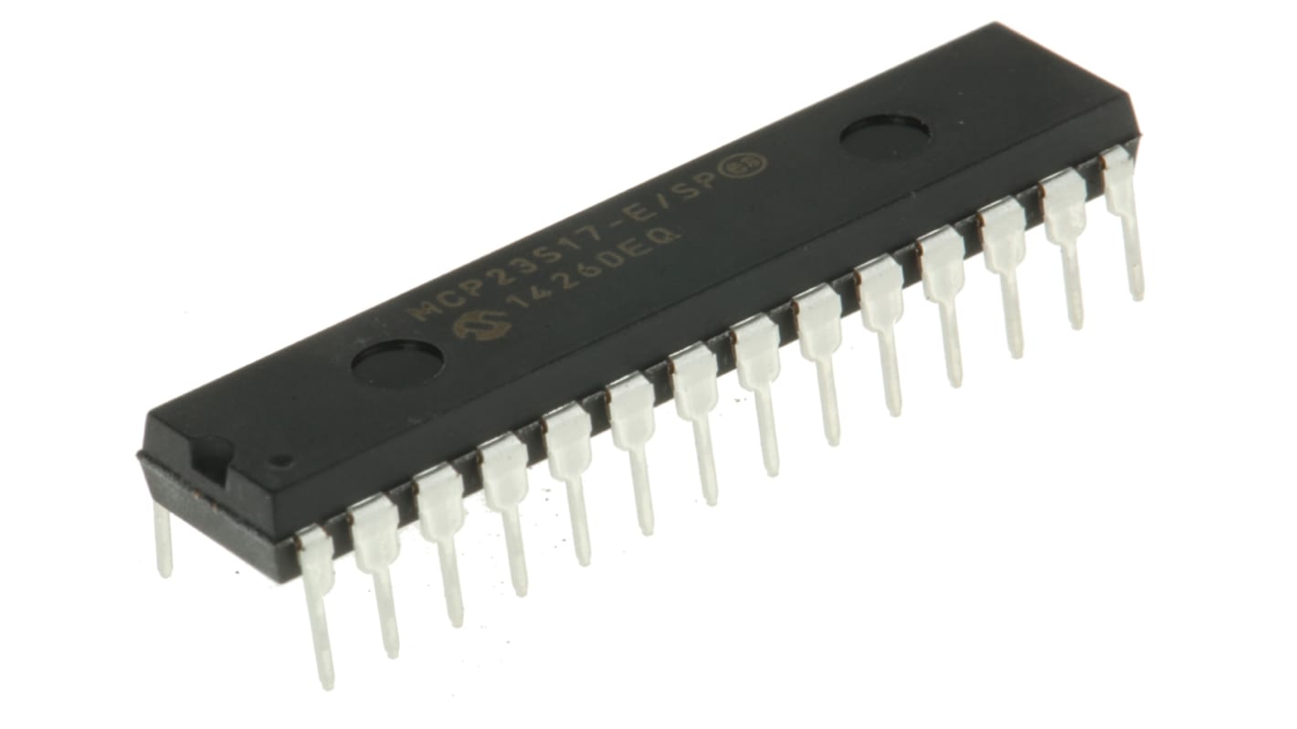 Microchip 16通道I/O扩展器, SPI接口, PDIP封装, 28引脚, 通孔安装, 最大5.5 V