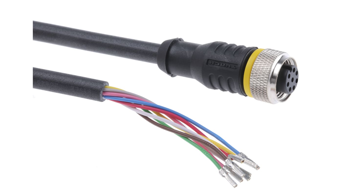 Turck Straight Female 8 way M12 to Unterminated Sensor Actuator Cable, 2m