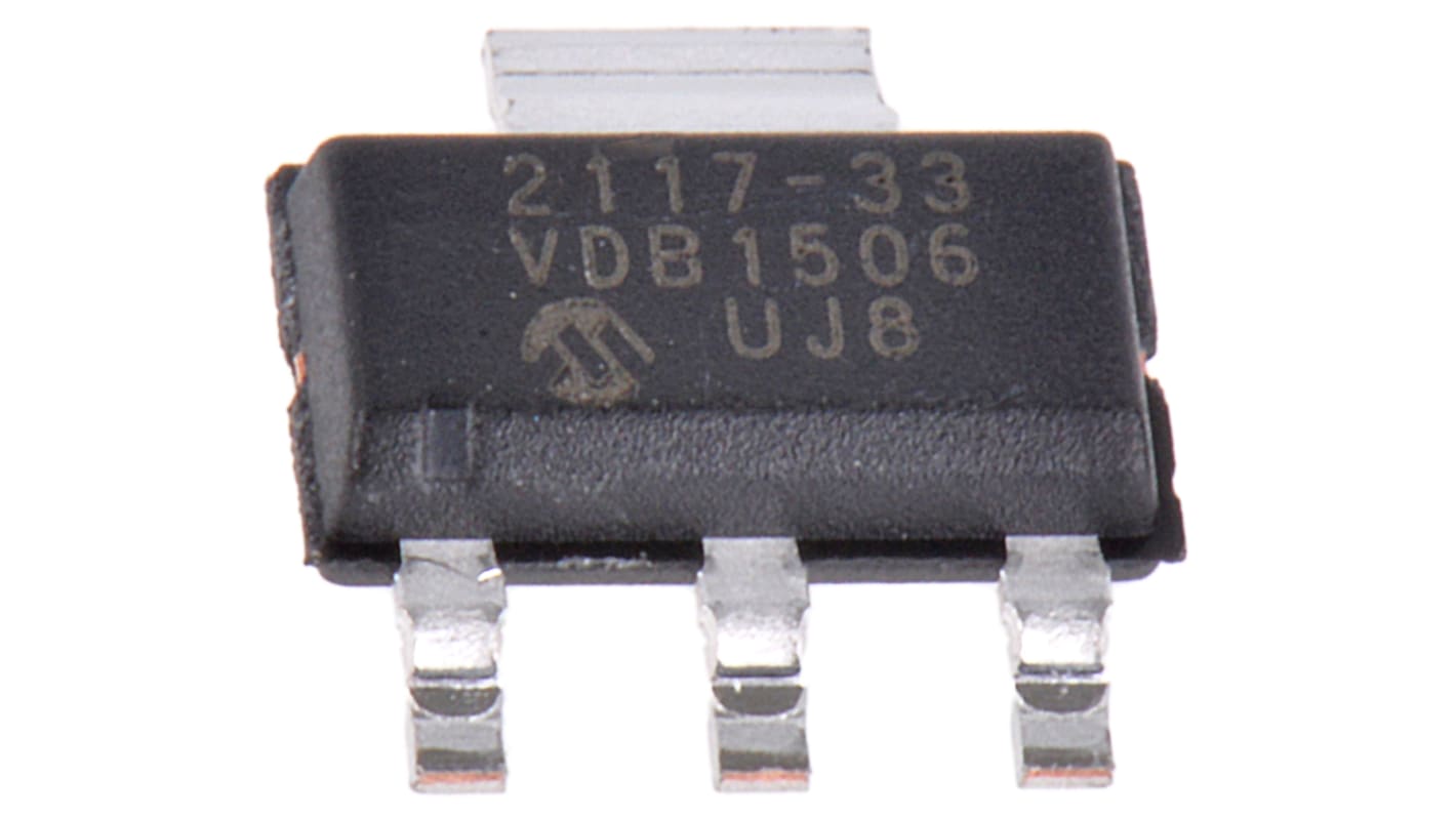 Microchip Spannungsregler 800mA, 1 Niedrige Abfallspannung SOT-223, 3+Tab-Pin, Fest