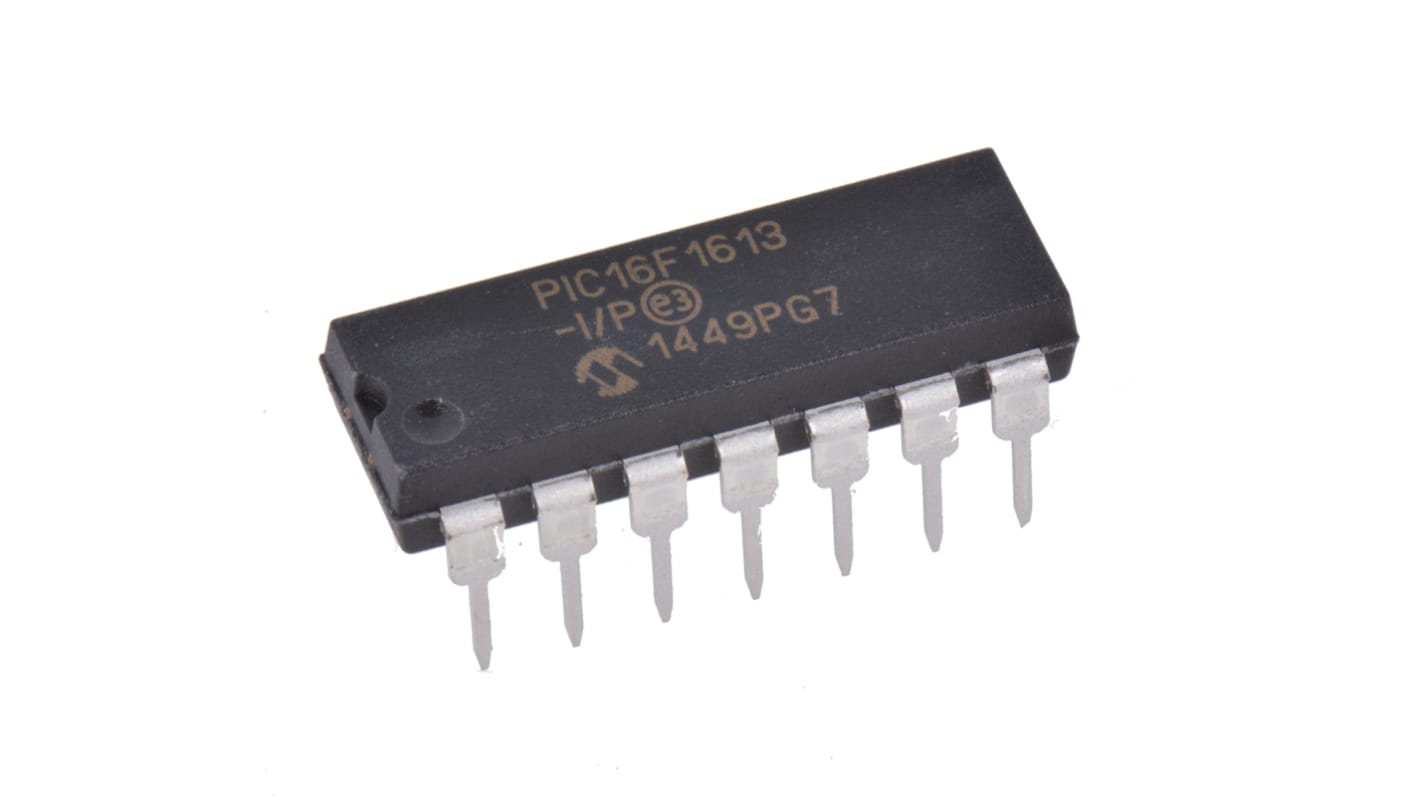 Microchip PIC16F1613-I/P, 8bit PIC Microcontroller, PIC16F, 32MHz, 2048 words Flash, 14-Pin PDIP