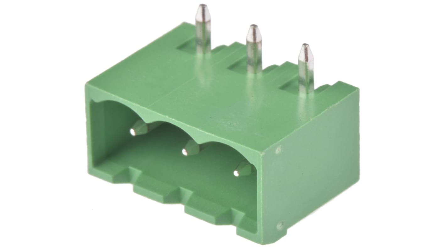 Wurth Elektronik 5.0mm Pitch 3 Way Right Angle Pluggable Terminal Block, Header, Through Hole, Solder Termination