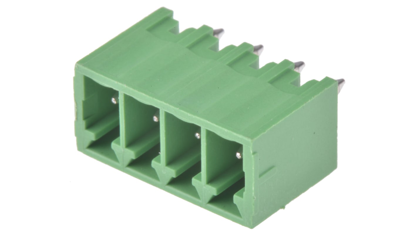 Wurth Elektronik 4p插拔式接线端子 直向排针, 3.5mm间距, 10.5A, 300.0 v, THT安装, 焊接端接, 3211系列