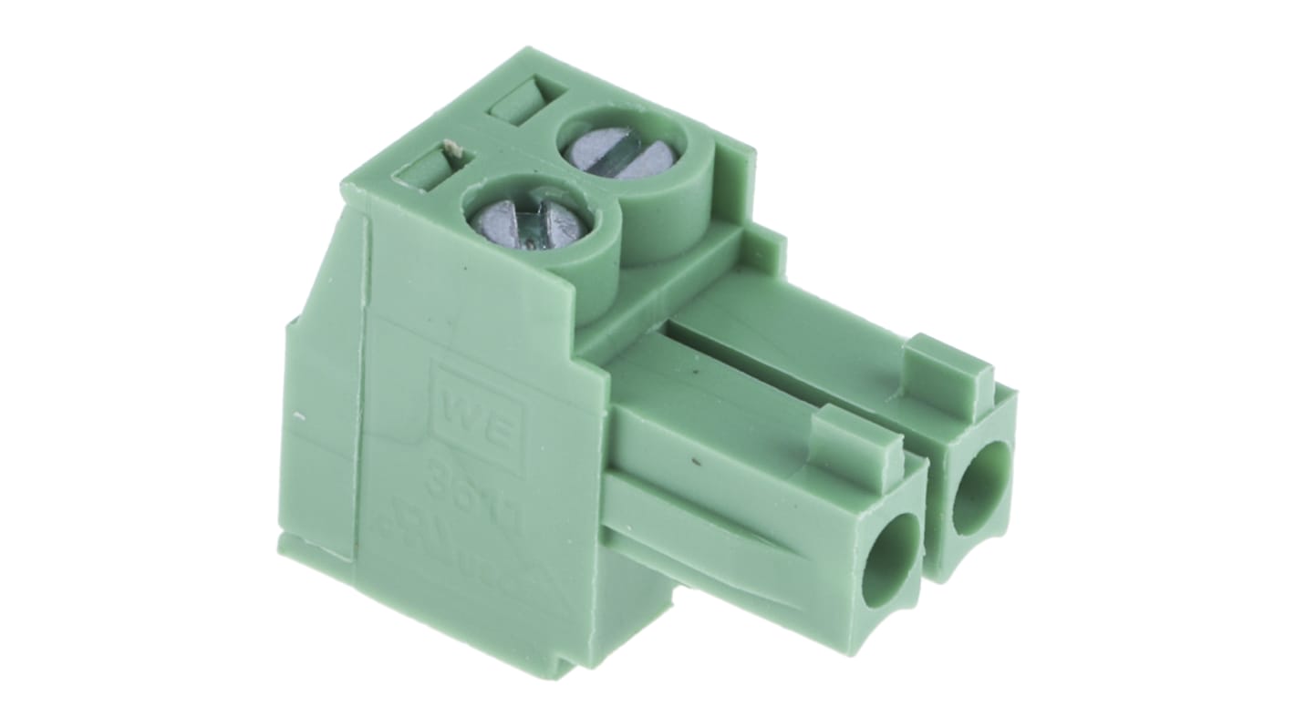 Wurth Elektronik 基板用端子台, 3611シリーズ, 3.5mmピッチ , 1列, 2極, 緑