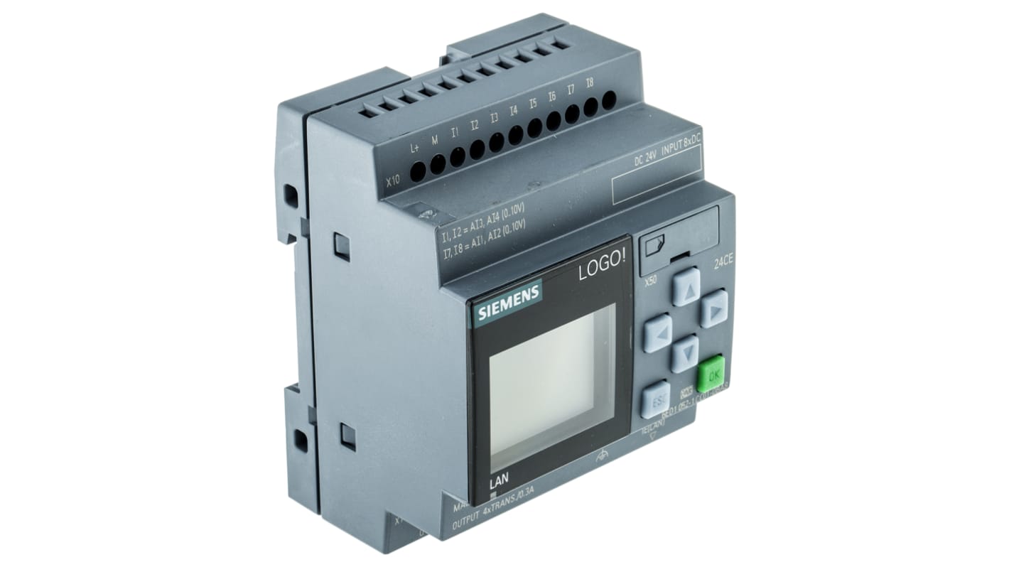 Siemens LOGO! 8 Logic Module, 24 V dc Digital, 8 x Input, 4 x Output With Display
