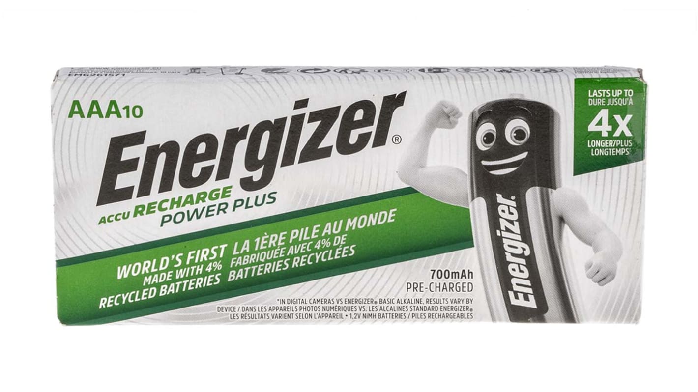 Energizer NiMH Rechargeable AAA Battery, 700mAh, 1.2V