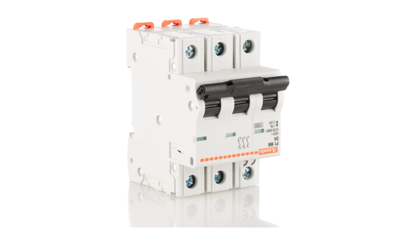 Lovato D型MCB, 3极, 10 kA分断, 4A, 230VAC, P1MB系列