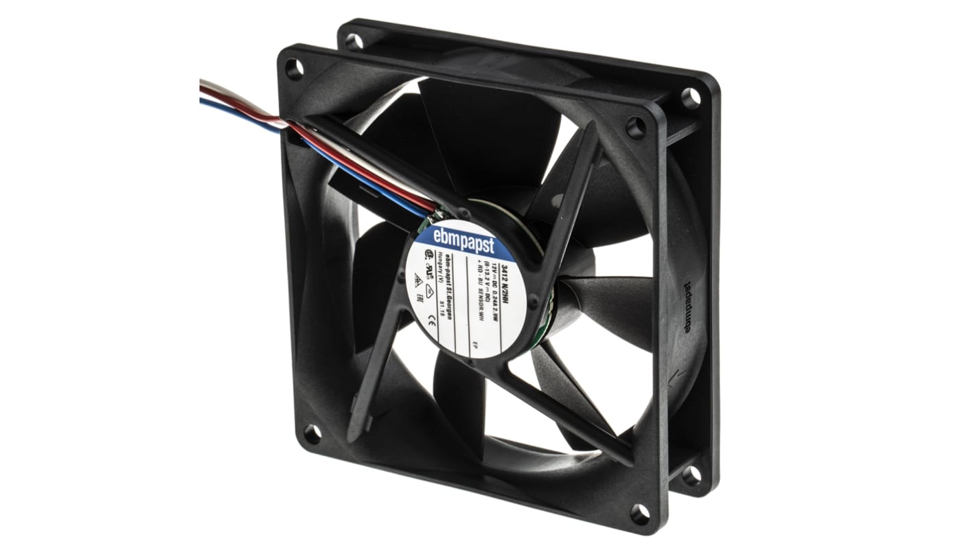 Ventilateur axial 3400 N ebm-papst 12 V c.c., 102m³/h, 92 x 92 x 25mm, 2.9W