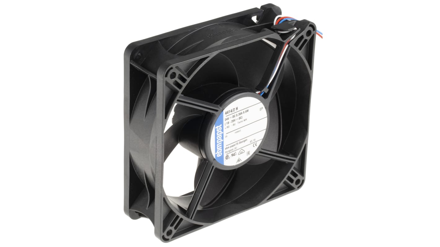 ebm-papst 4400 Series Axial Fan, 24 V dc, DC Operation, 240m³/h, 8.6W, 119 x 119 x 38mm