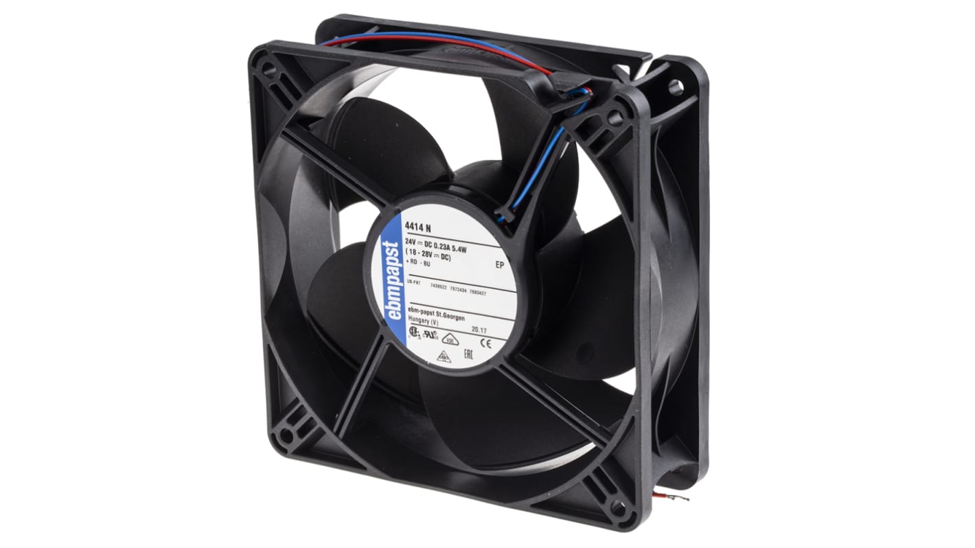 ebm-papst 4400 Series Axial Fan, 24 V dc, DC Operation, 205m³/h, 5.2W, 119 x 119 x 38mm