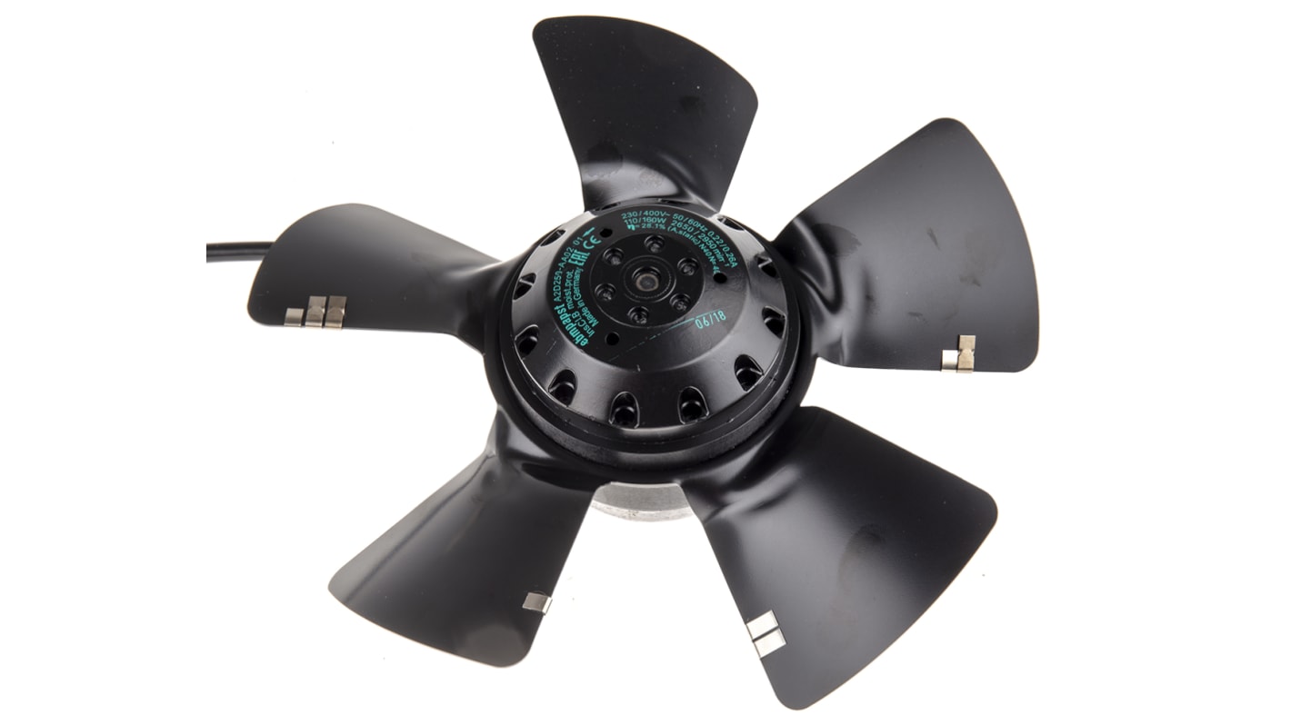 ebm-papst A Series Axial Fan, 230 V ac, 400 V ac, AC Operation, 1845m³/h, 160W, 450mA Max, 250 x 83mm