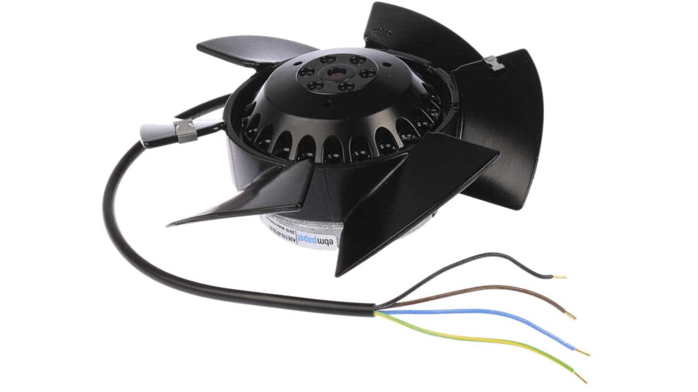 ebm-papst A2E170 Series Axial Fan, 230 V ac, AC Operation, 480m³/h, 53W, 230mA Max, IP44, 170 x 63mm