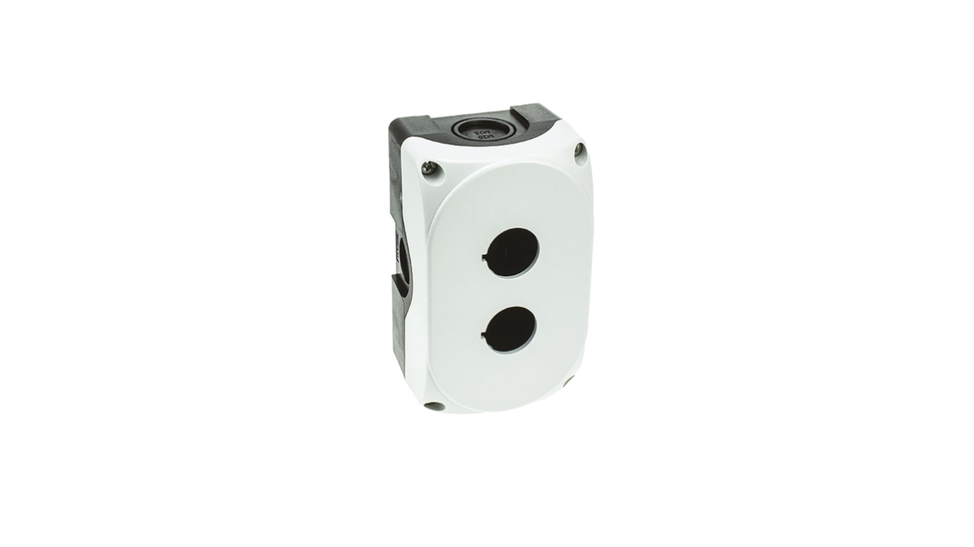 Lovato 双孔按钮盒, Φ22mm孔径, 灰色塑料外壳, IP66, IP67, IP69K, 最高+70°C, 56mm x 72mm x 117mm, Platinum系列