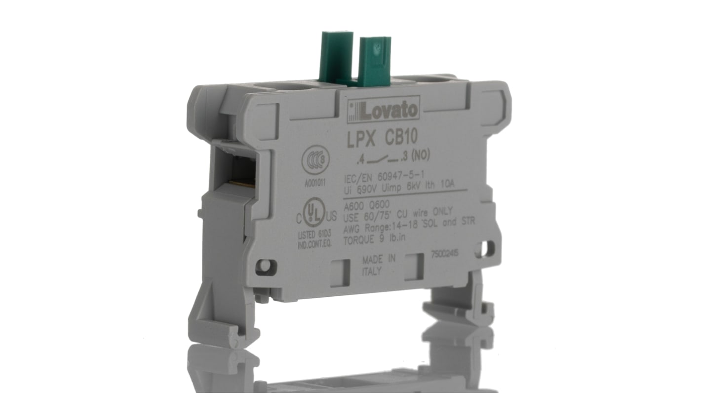 Lovato Platinum 22mm Series Contact Block for Use with LPZ Control Stations, 690V, 1NO