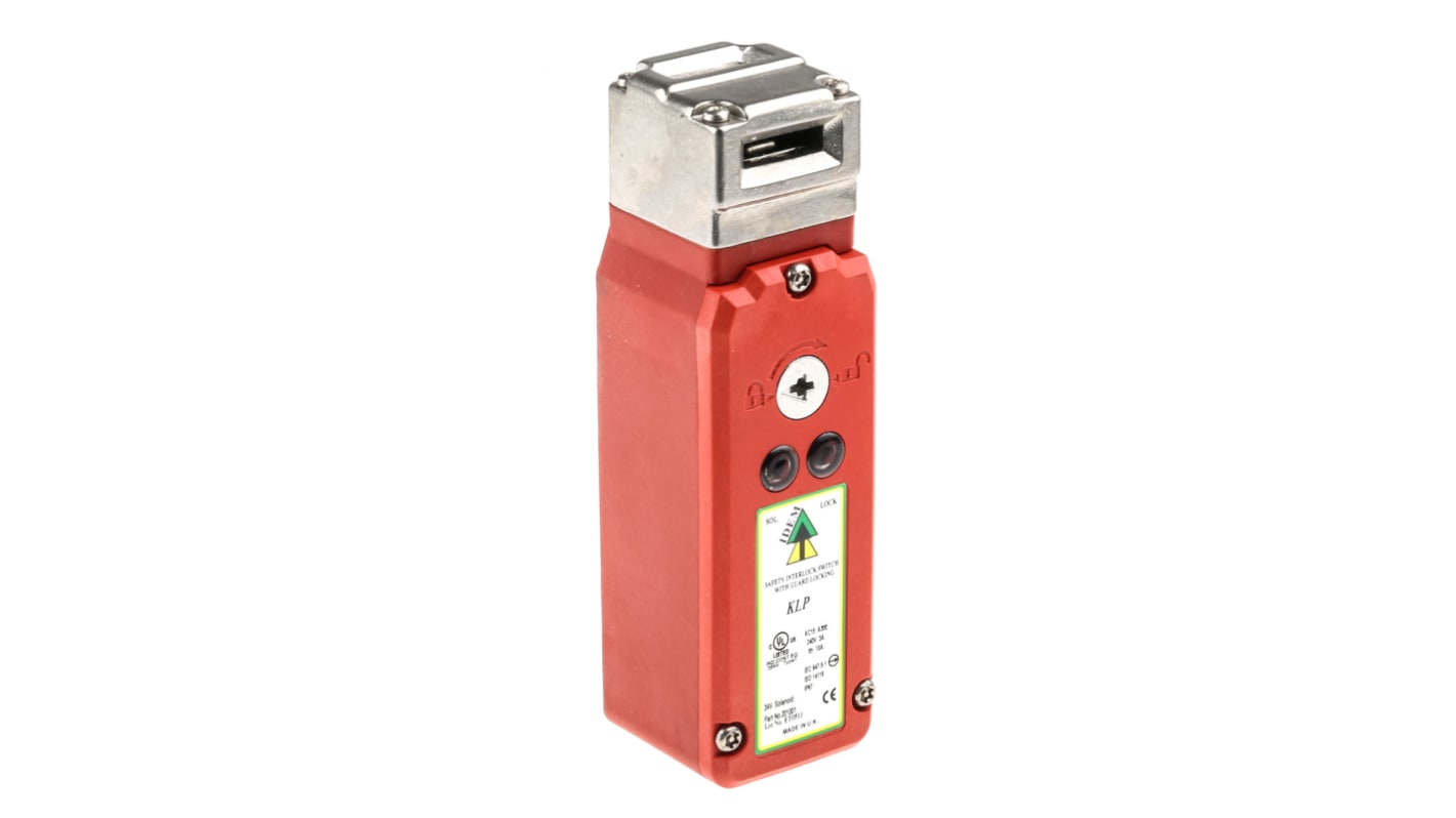 Interruptor de bloqueo por solenoide IDEM SEZYLOCK KLP, 24V ac/dc, cont. aux. 2NA, Alimentar para desbloquear, IP67