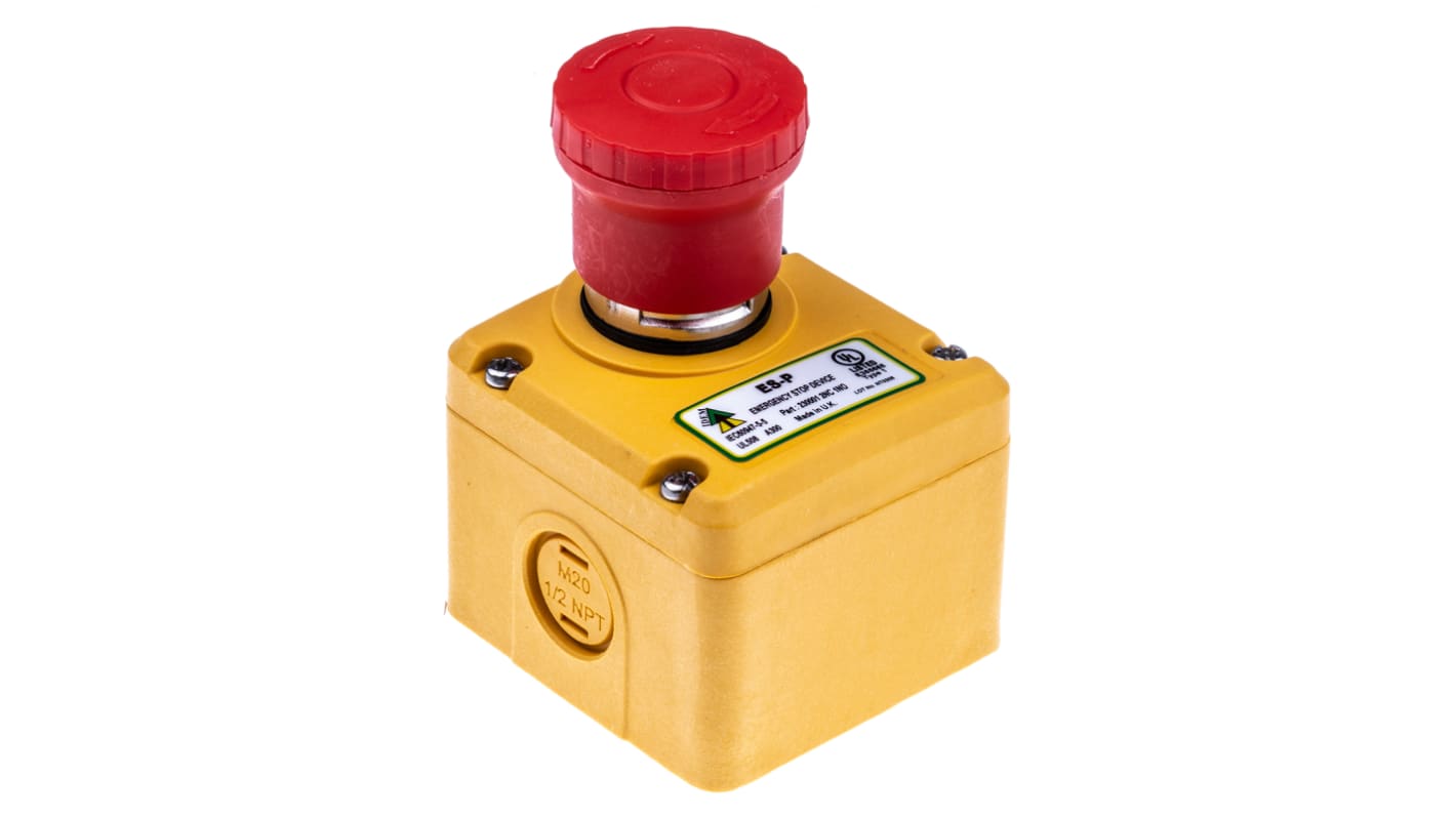 IDEM ES Series Twist Release Emergency Stop Push Button, Surface Mount, 2NC + 1NO, IP67