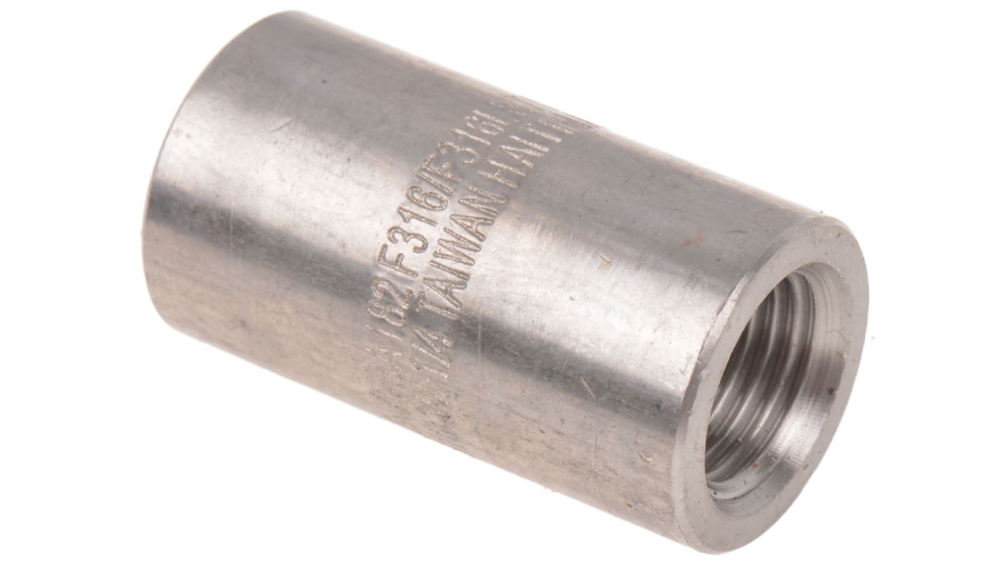 RS PRO Edelstahl-Rohrverschraubung Kupplung Gerade, Rc 1/4Zoll x Rc 1/4Zoll 35.052mm