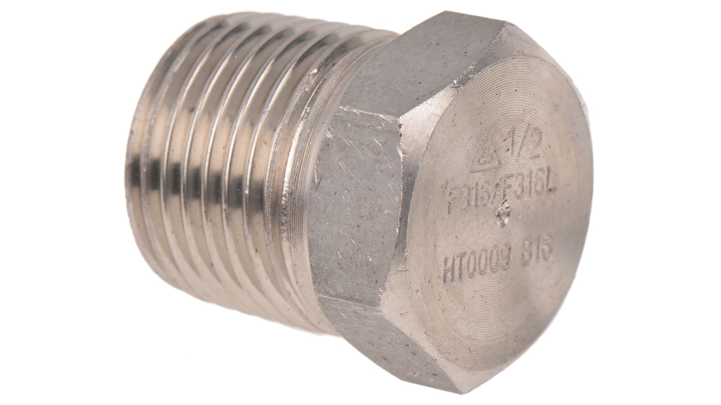 RS PRO Stainless Steel Pipe Fitting, Straight Hexagon Hexagon Plug, Male R 1/2in