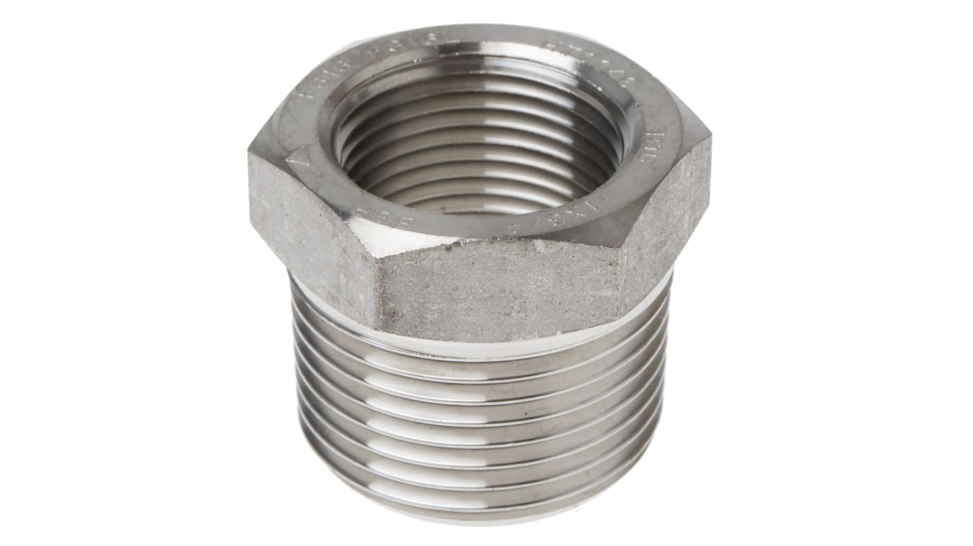 RS PRO Stainless Steel Pipe Fitting, Straight Hexagon Bush, Male R 1in x Female Rc 3/4in