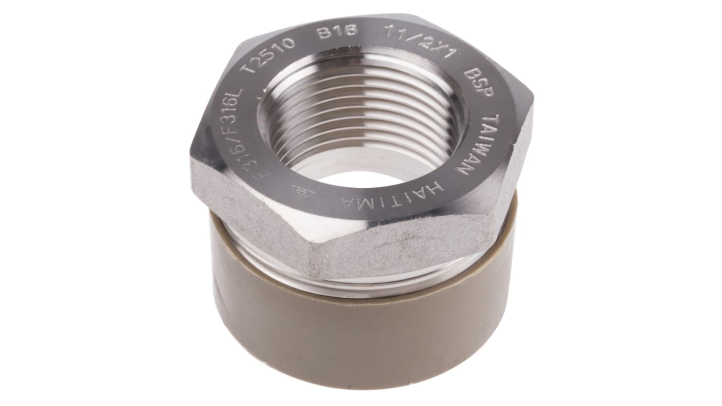 RS PRO Stainless Steel Pipe Fitting, Straight Hexagon Bush, Male R 1-1/2in x Female Rc 1in
