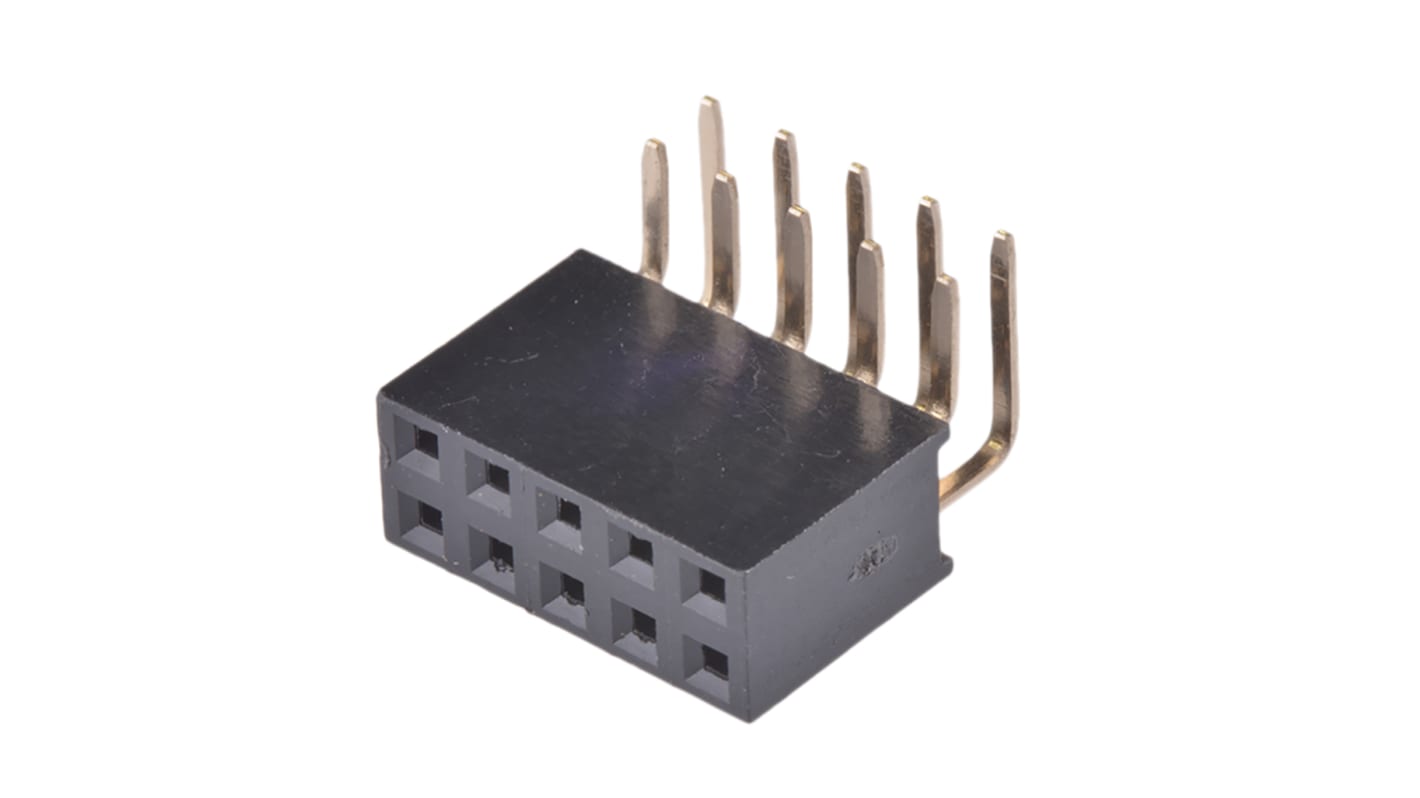 Wurth Elektronik WR-PHD Series Right Angle Through Hole Mount PCB Socket, 10-Contact, 2-Row, 2.54mm Pitch, Solder