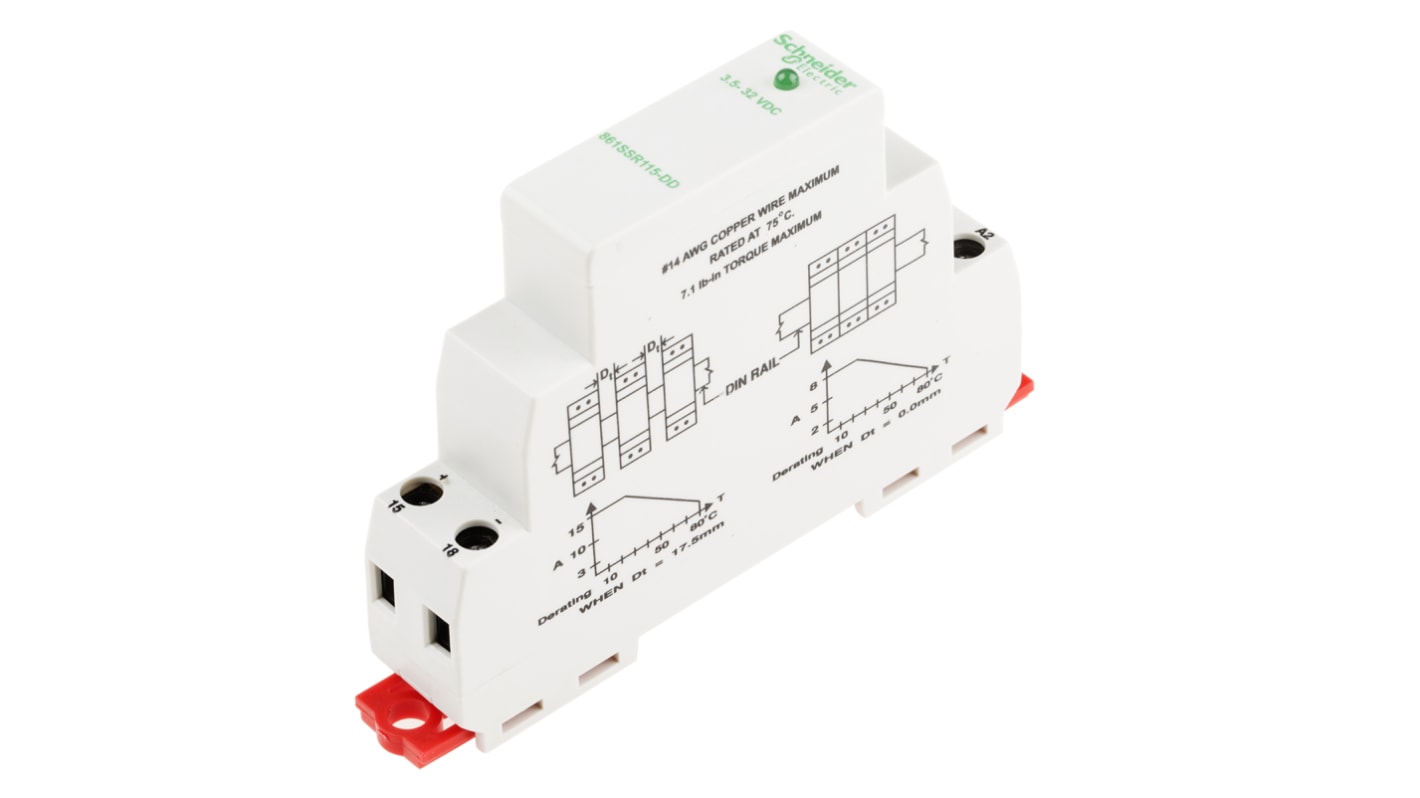 Relè a stato solido 861SSR115-DD, Guida DIN, 15 A, 50 V c.c., c.c., SPST