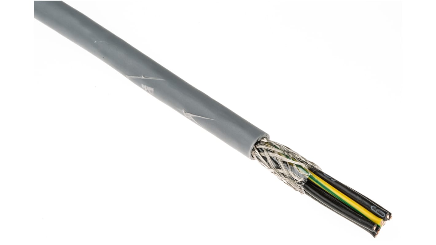 Câble de commande Blindé RS PRO 300/500 V, 7 x 0,5 mm², 20 AWG, gaine PVC Gris, 50m