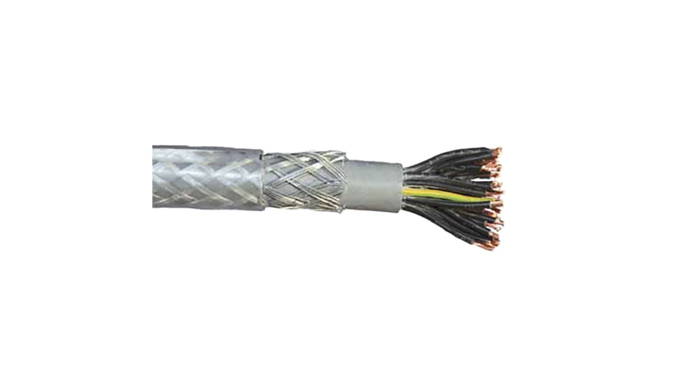 RS PRO SY Steuerkabel, 25-adrig x 0,75 mm² Transparent / 12 A, 50m, 18 AWG, Geflecht