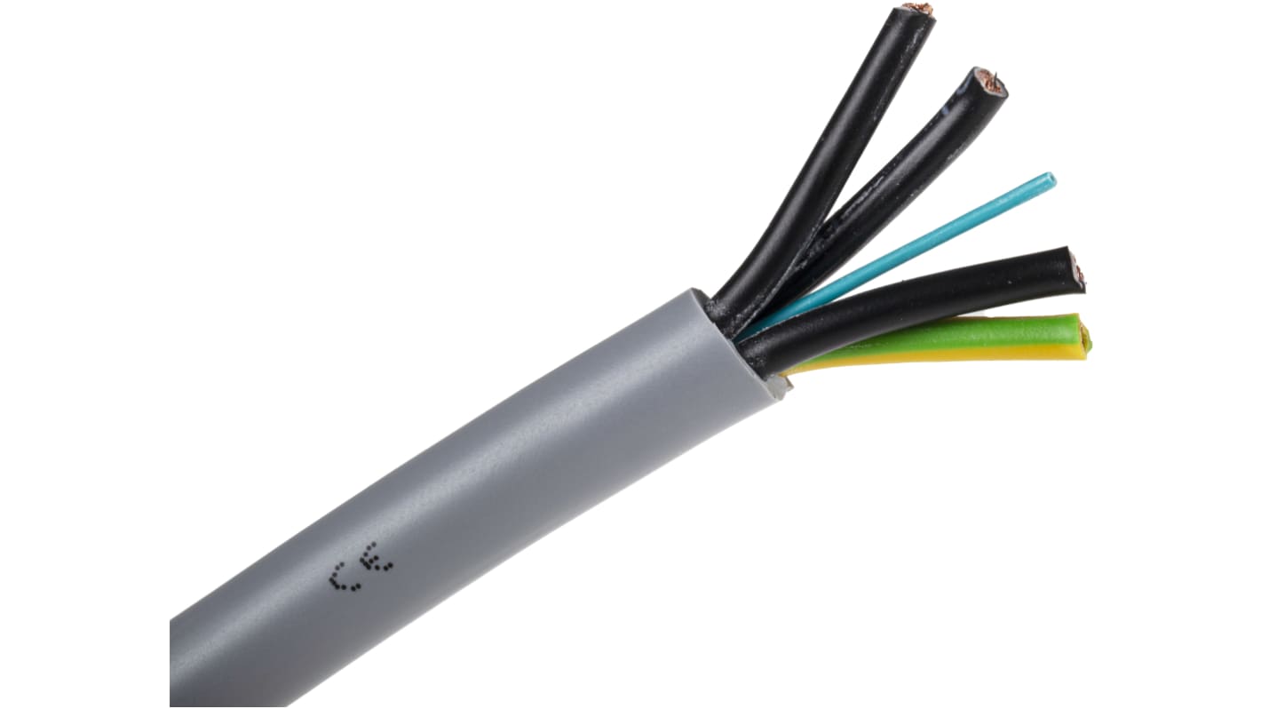 Câble de commande RS PRO 300/500 V, 4 x 4 mm², 11 AWG, gaine PVC Gris, 50m
