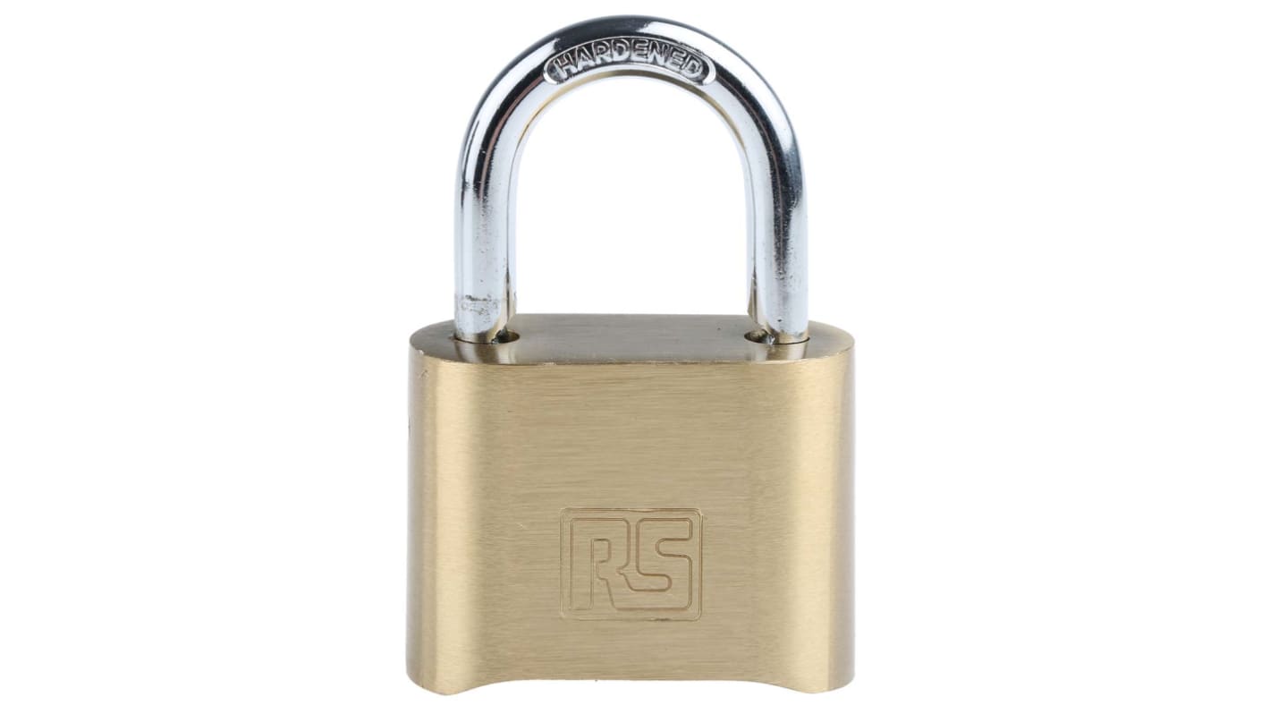 RS PRO Combination Brass Combination Padlock, 7mm Shackle, 53mm Body