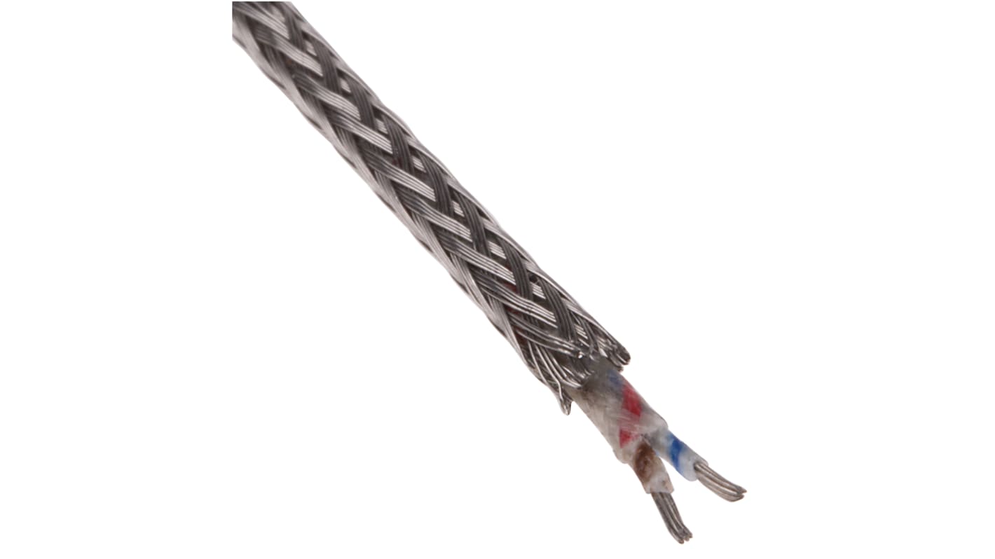 RS PRO Type K Thermocouple Cable/Wire, 50m, Unscreened, Glass Fibre Insulation, +350°C Max, 7/0.2mm