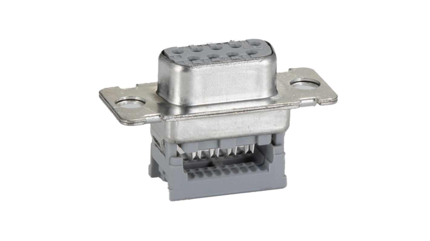 3M 8300 9 Way Right Angle Cable Mount D-sub Connector Socket, 2.76mm Pitch