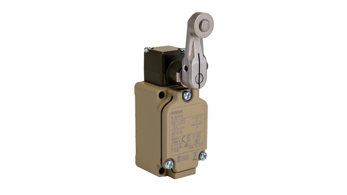 Omron WL Series Roller Lever Limit Switch, NO/NC, IP67, DPDT, Metal Housing, 250V ac Max, 2A Max