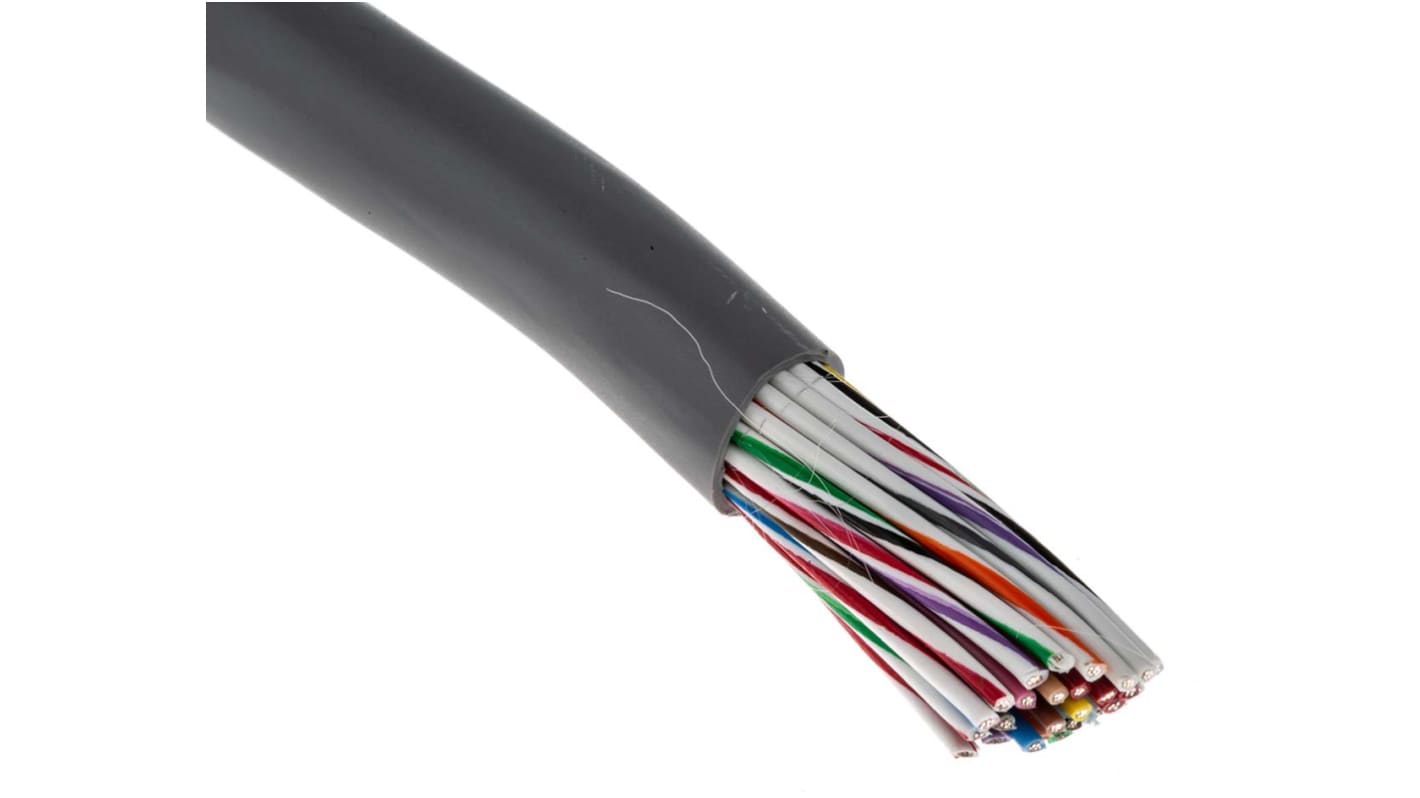 Alpha Wire 40芯控制电缆, 0.35 mm², 22 AWG, 无屏蔽, 30m长, 灰色PVC护套