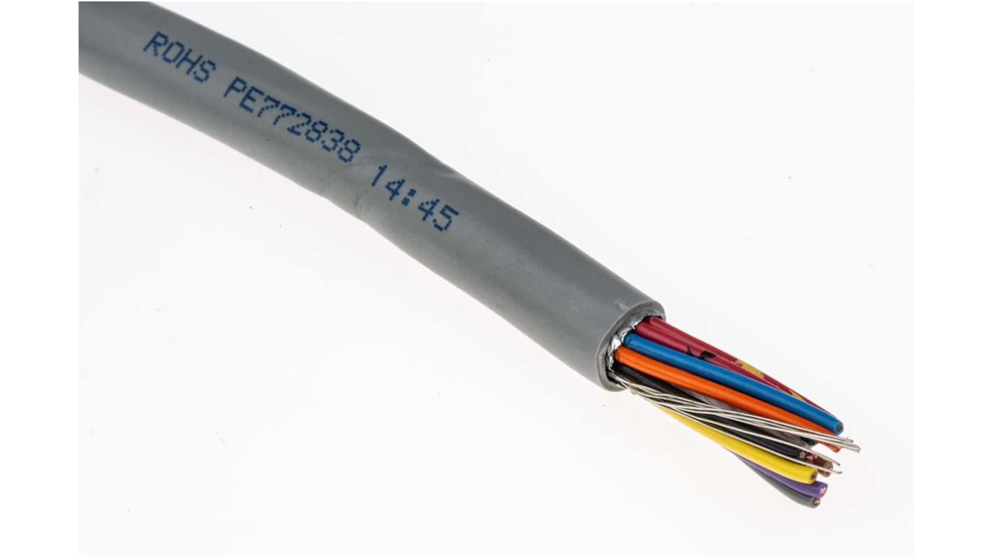 Alpha Wire Alpha Essentials Communication & Control Control Cable, 15 Cores, 0.23 mm², Screened, 30m, Grey PVC Sheath,