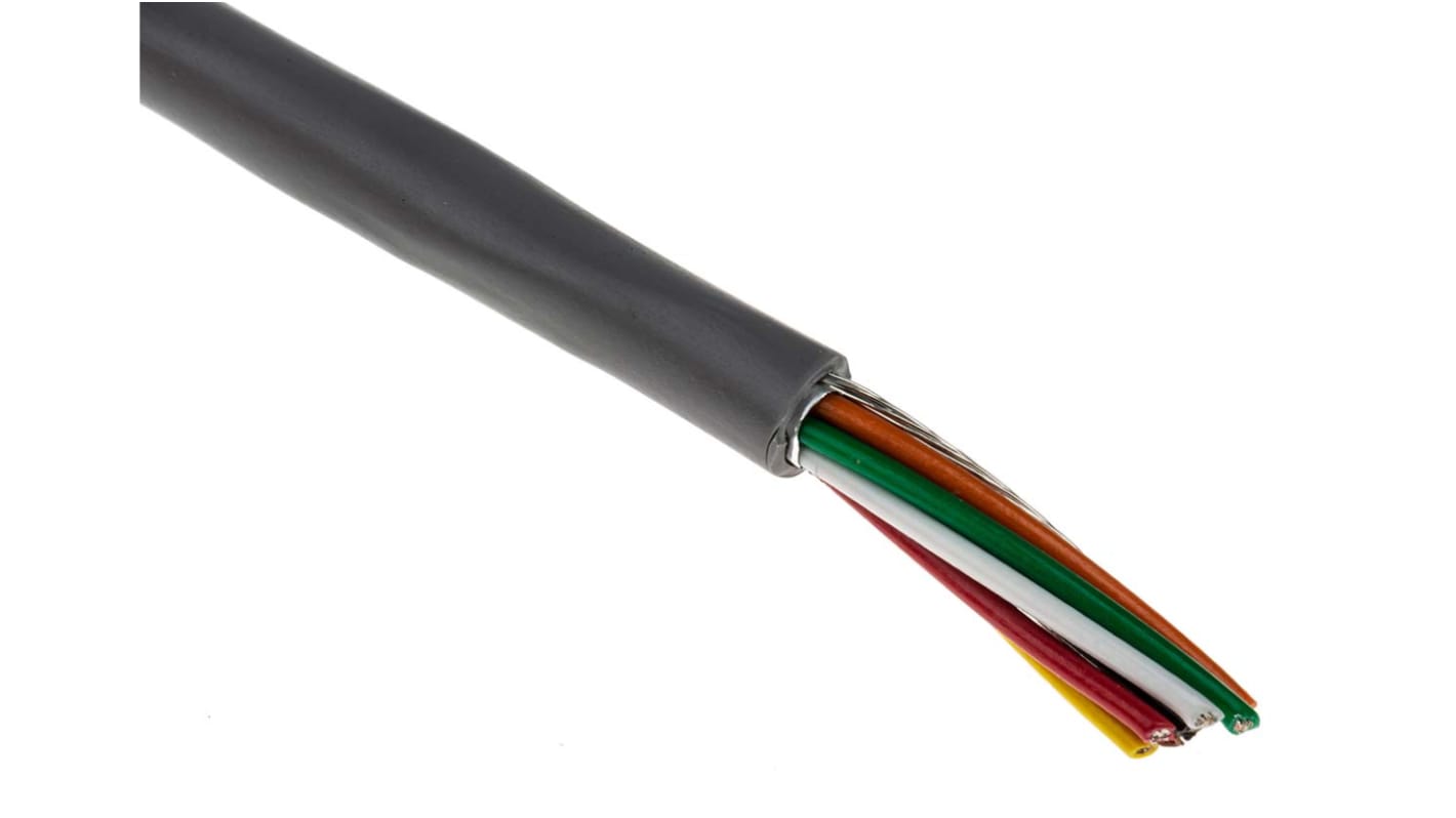 Alpha Wire Alpha Essentials Communication & Control Control Cable, 8 Cores, 0.35 mm², Screened, 30m, Grey PVC Sheath,