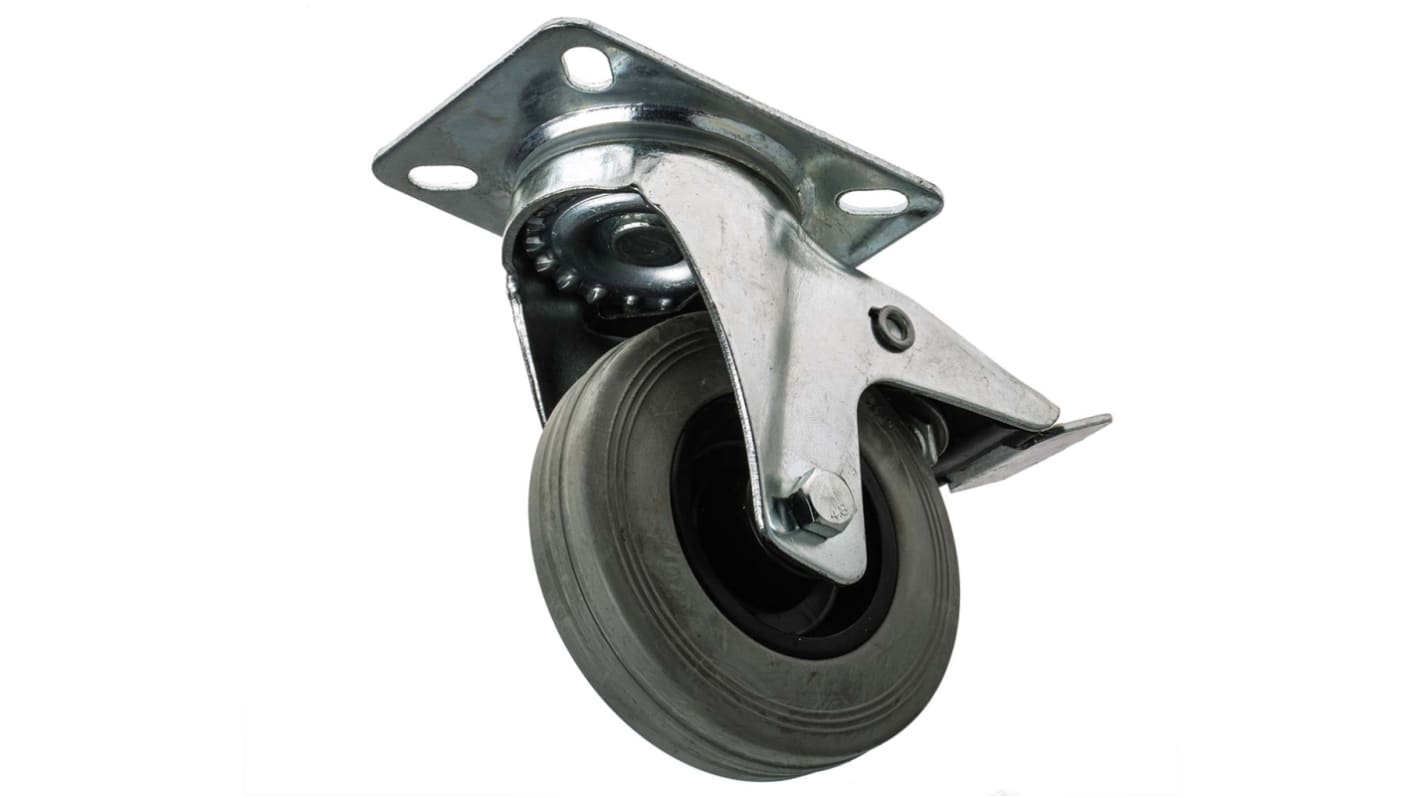 RS PRO Braked Swivel Castor Wheel, 70kg Capacity, 100mm Wheel