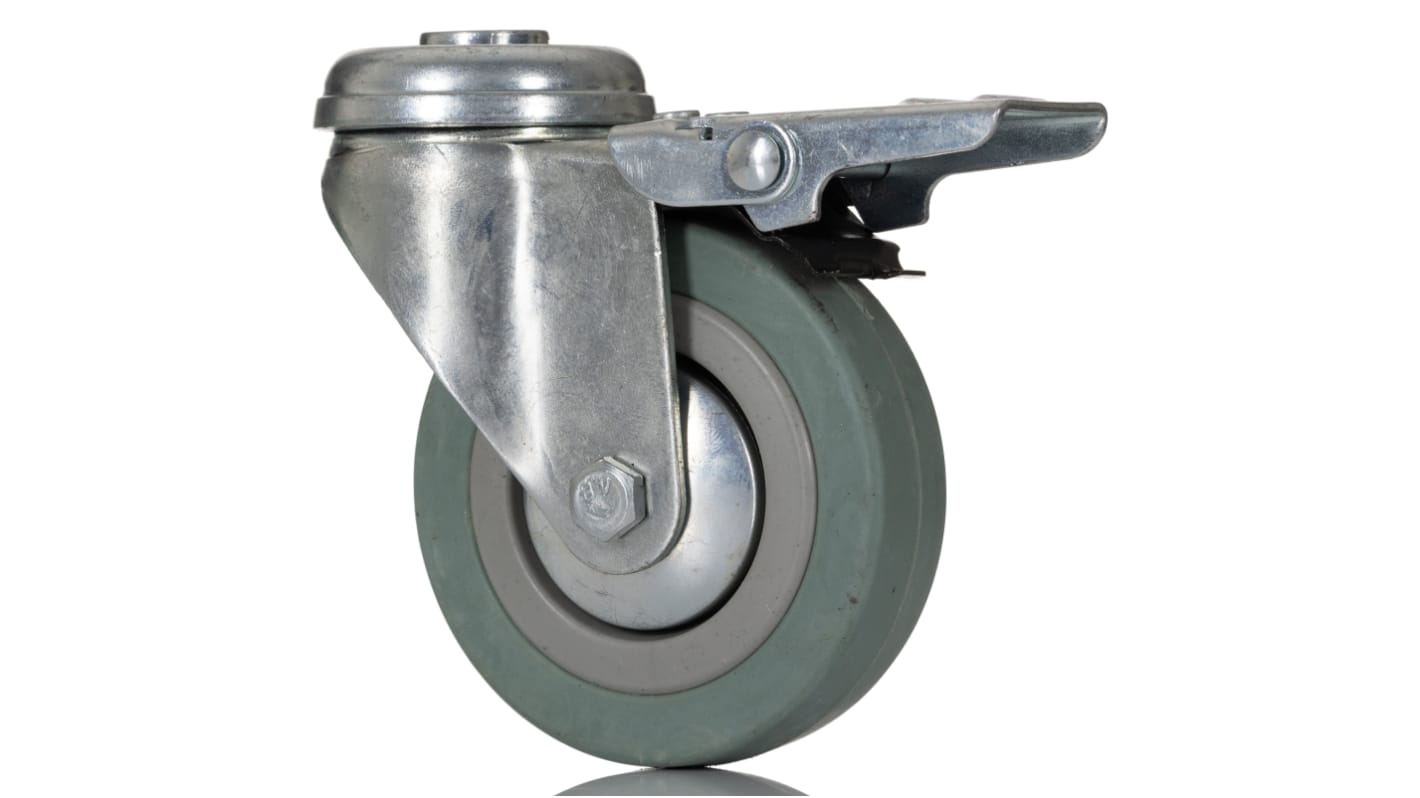 RS PRO Braked Swivel Castor Wheel, 70kg Capacity, 75mm Wheel