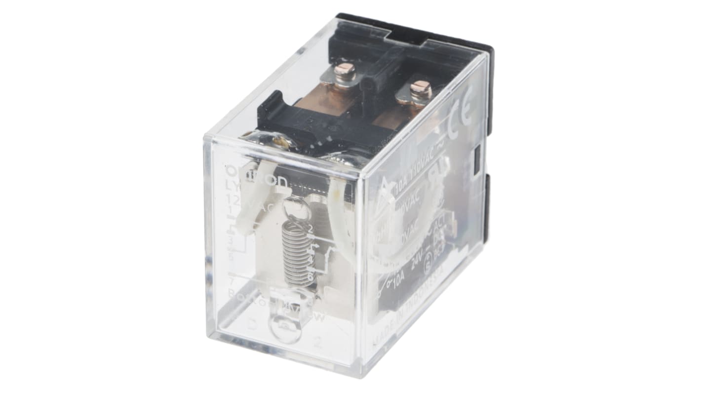 Omron Plug In Power Relay, 12V ac Coil, 10A Switching Current, DPDT