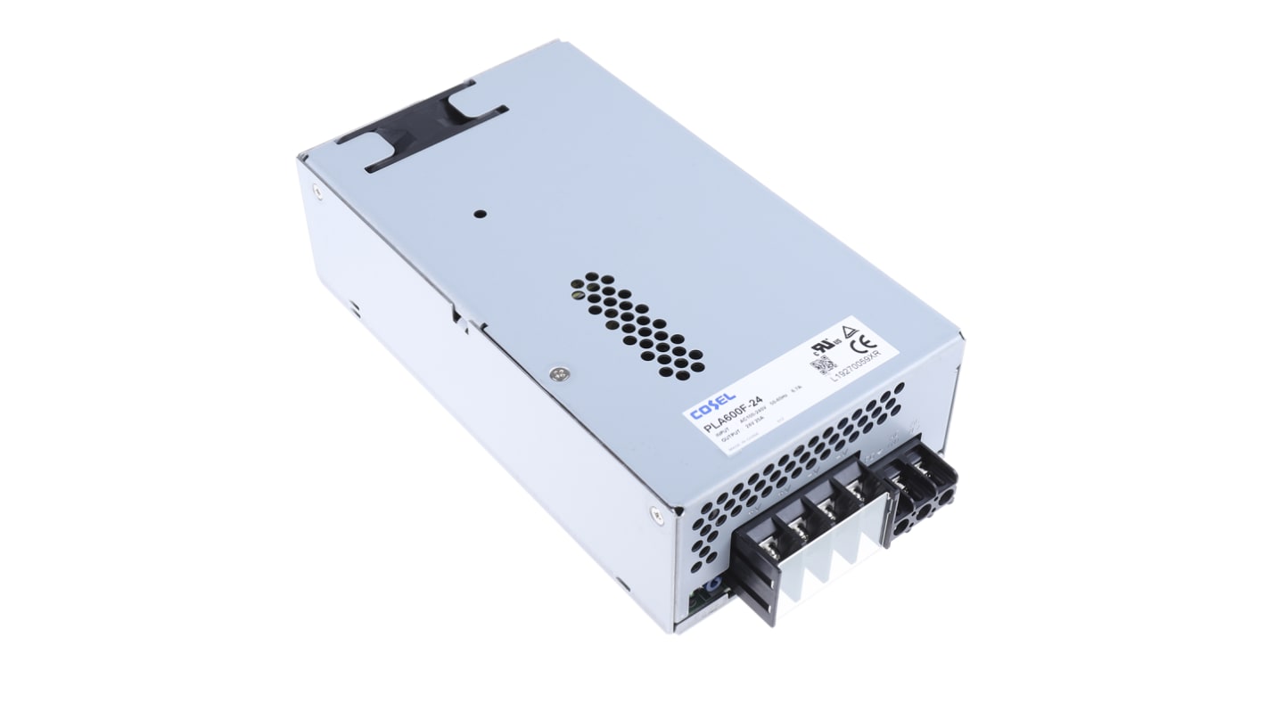 Cosel Switching Power Supply, PLA600F-24, 24V dc, 25A, 600W, 1 Output, 85 → 264V ac Input Voltage