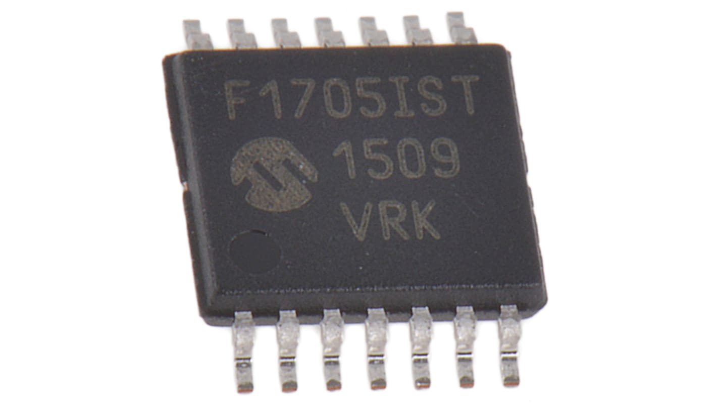 Microchip PIC16F单片机, PIC内核, 14针, TSSOP, 最大32MHz, 8192 词 闪存, 1.024 kB RAM