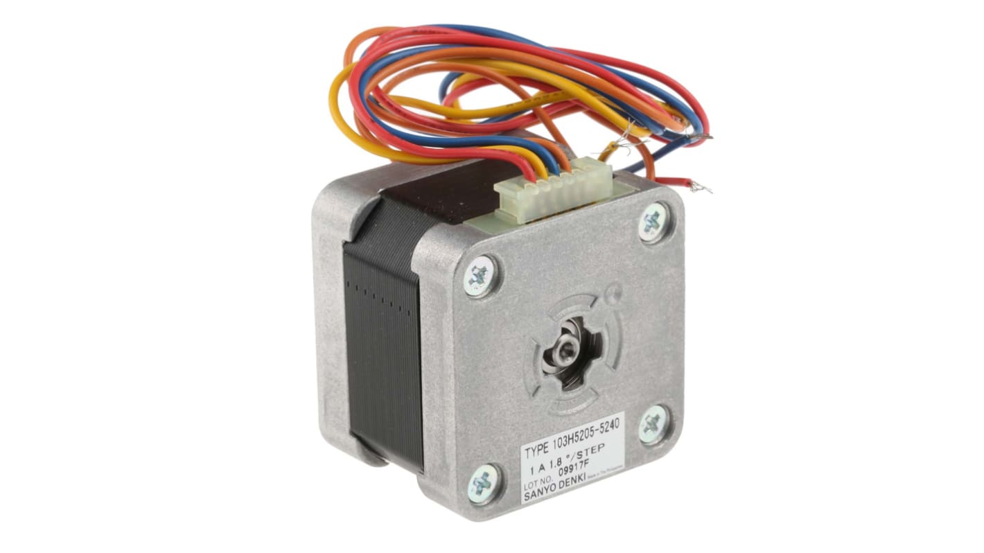 Sanyo Denki Hybrid, Single Shaft Stepper Motor, 0.265Nm Torque, 24 V, 1.8°, 42 x 42mm Frame, 5mm Shaft