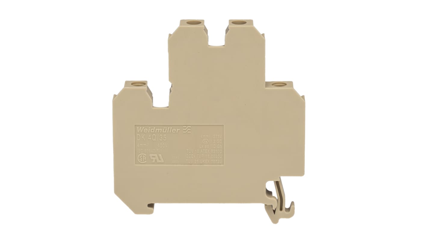 Weidmuller 0590160000 SAK Series Beige, Yellow, 4mm², Double-Level, Screw Termination