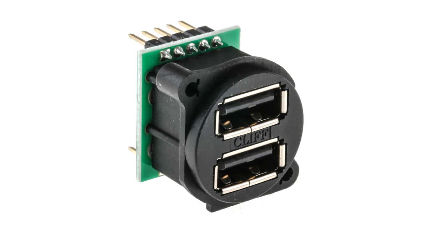 RS PRO Straight, Panel Mount, Socket Type A 2.0 USB Connector